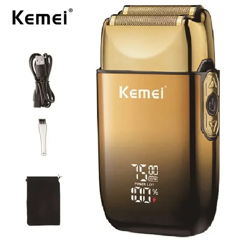 Kemei Rasoi Electric Head Calve Razor Razor Barber Display LCD Cordless Man Beard Rechargeable USB Beard Haircut Machine