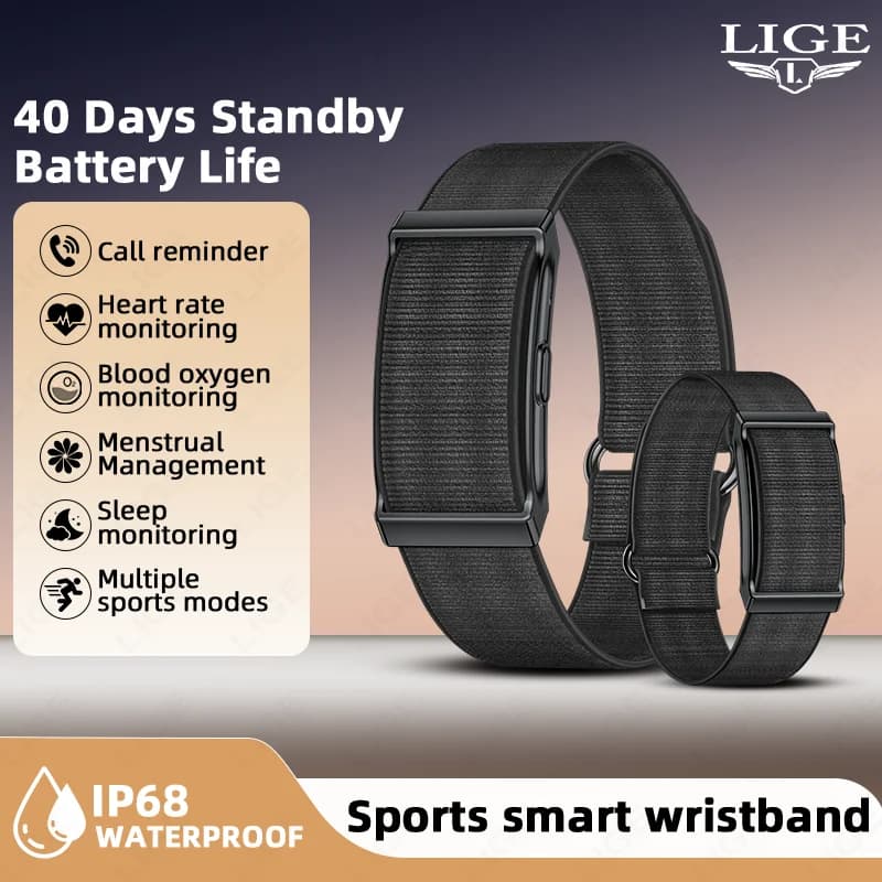 LIGE Nuovo Braccialetto Smart Senza Schermo con Cardiofrequenzimetro e Termometro, Impermeabile, per Sport e Fitness, Smartwatch per Uomo e Donna