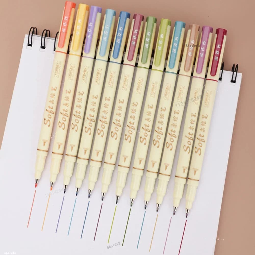 3Pcs Four Seasons Soft Brush Marker Pens, Retro Calligraphy Lettering Painting Pens for Drawing Practice & Daily Art Stationery
