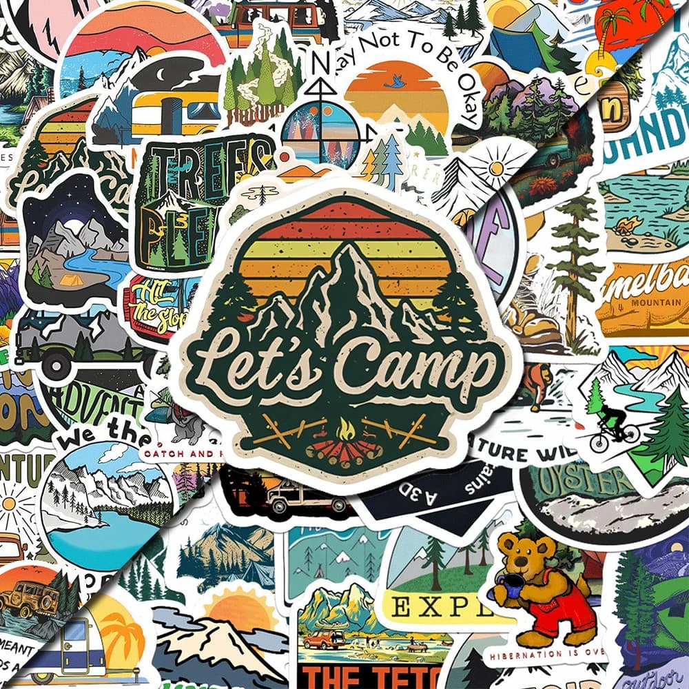10/30/50/100pcs Retro Foresta Escursionismo Campeggio Graffiti Adesivi Viaggi All'aperto Adesivo Del Fumetto FAI DA TE Notebook Del Computer Portatile Della Bici Della Decalcomania Fresco