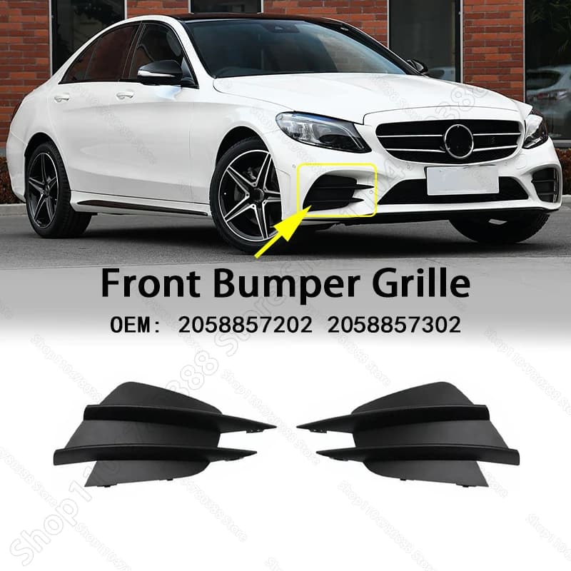 Front Bumper Fog Lamp Grille For 2019-2021 Mercedes-Benz Chass W205 C-Class C300 2058857202 2058857302