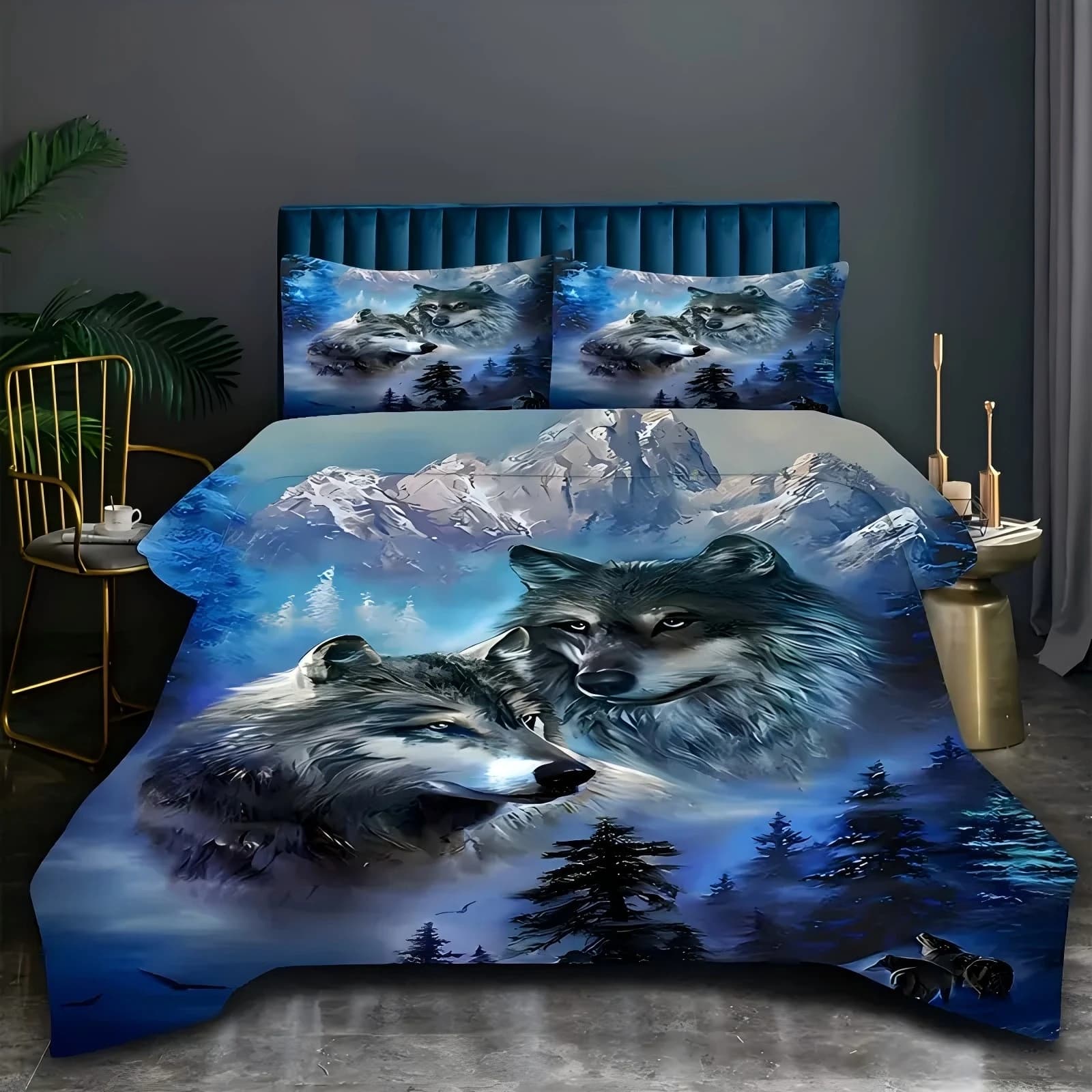 Snow Mountain Wolf Pattern 3D Printed Duvet cover set Wildlife Style Bedding Set Soft Comfortable Luxury Quilt cover pillowcases