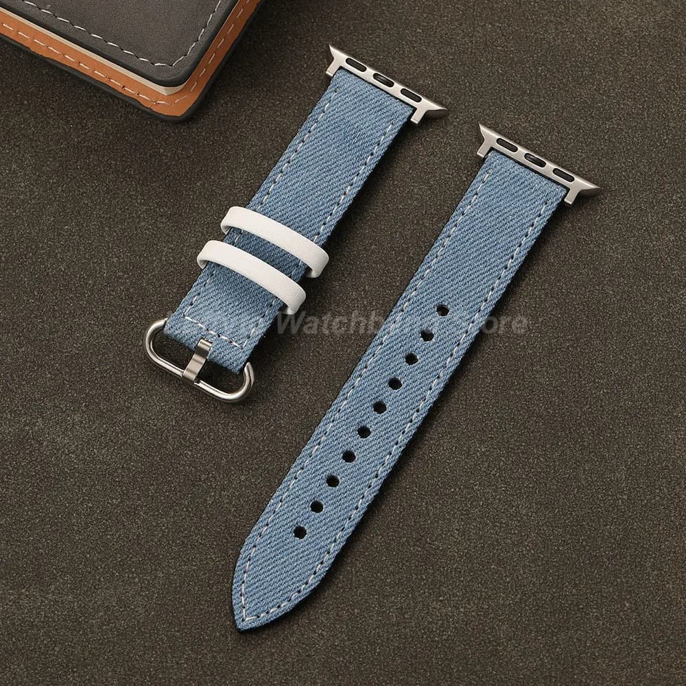 Apple Watch strap in denim and canvas, fashionable and comfortable, for men and women, compatible with 1-11, Ultra, SE, 38-49mm, iWatch wrist strap