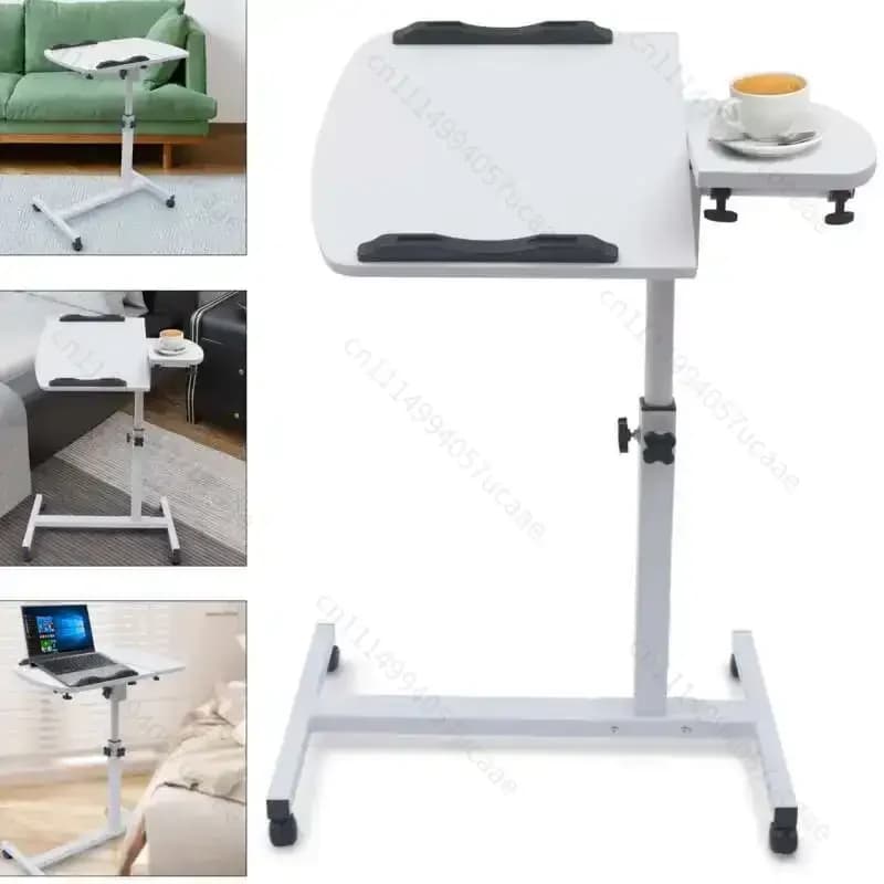 Laptop Sofa Desk Mobile Rolling Adjustable Height Angle Overbed Food Tray Stand