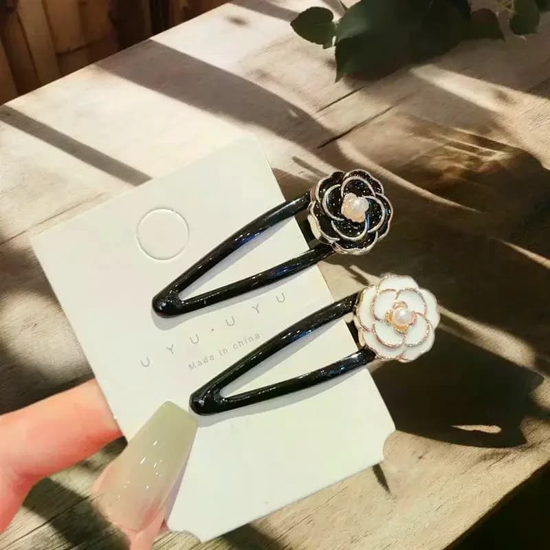 2/6 pezzi eleganti fermagli per capelli camelia mollette versatili con frangia laterale alla moda con design floreale per accessori per capelli alla moda