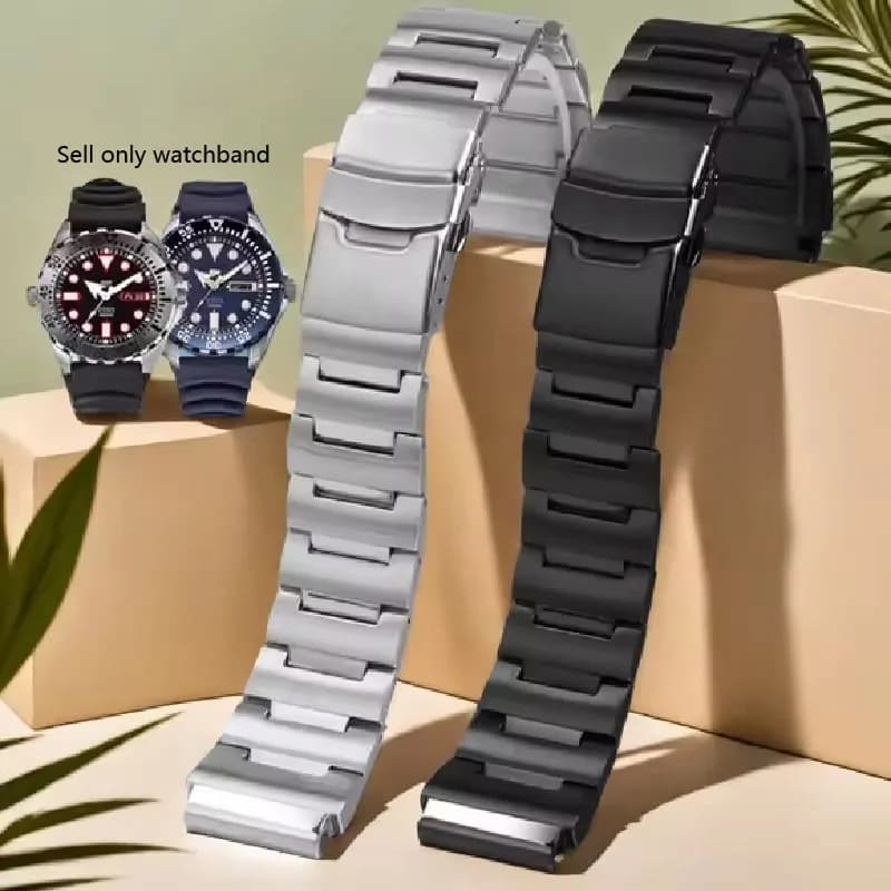 Per Seiko No.5 cinturino in metallo con denti rossi Water Ghost Little Monster Srp307 313 Skx779 781 cinturino per orologio da uomo cinturino in acciaio inossidabile