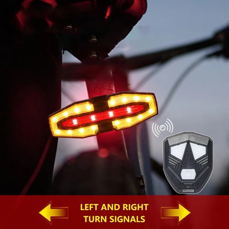【Nice】Luce posteriore per bici con indicatore di direzione, ricaricabile tramite USB, luce per bici da strada, LED impermeabile, telecomando wireless, fanale posteriore per ciclismo