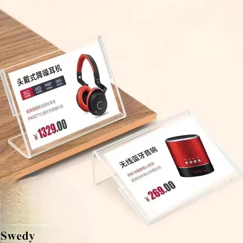 10 Pieces 10x7cm Acrylic Sign Holder Display Stand Table Menu Paper Holder Flyer Photo Picture Frame Price Label Card Holder