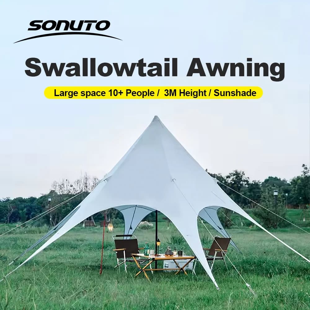 Tenda Piramidale Esagonale Sonuto 6x6m, Facile da Montare, Tettoia Parasole a Palo Singolo, Impermeabile, per Campeggio all'Aperto, per 10-15 Persone