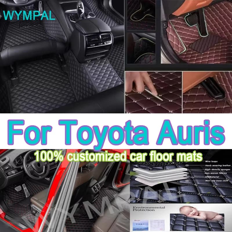Luxury Custom Made Leather Car Floor Mats For Toyota Auris E180 2012 2013 2014 2015 2016-2018 Carpets Rugs Foot Pads Accessories