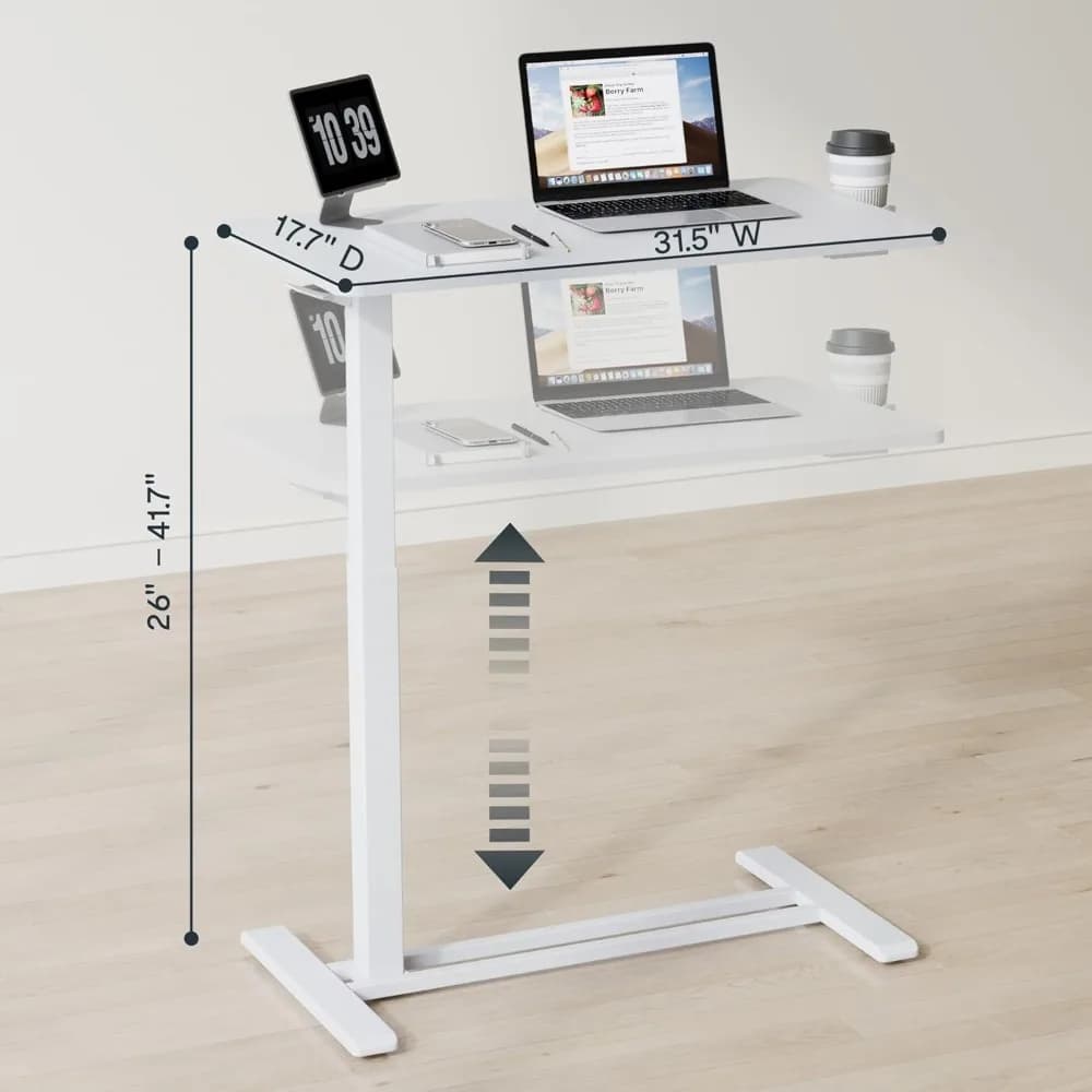 Comodino sopra il letto regolabile H7 con ruote Carrello per computer mobile con rotelle per scrivania mobile pneumatica