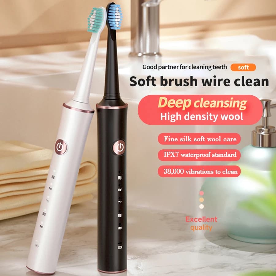 Electric Toothbrush for adults Quick charging USB IPX7 Waterproof 5 speed mode Smart timing reminder