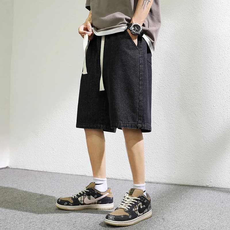 Pantaloncini da Uomo in Denim Casual Estivi, Stile Street Fashion, Comodi, Traspiranti, Classici, a Cinque Tasche, al Ginocchio
