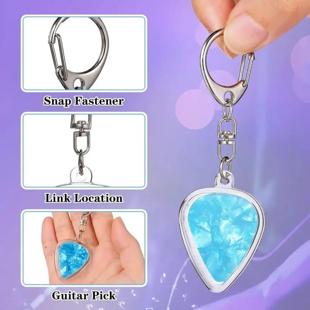 Porta Plettri per Chitarra Trasparente e Resistente, Scatola di Stoccaggio in Acrilico a Forma di Cuore con Portachiavi, Organizzatore per Plettri da Chitarra