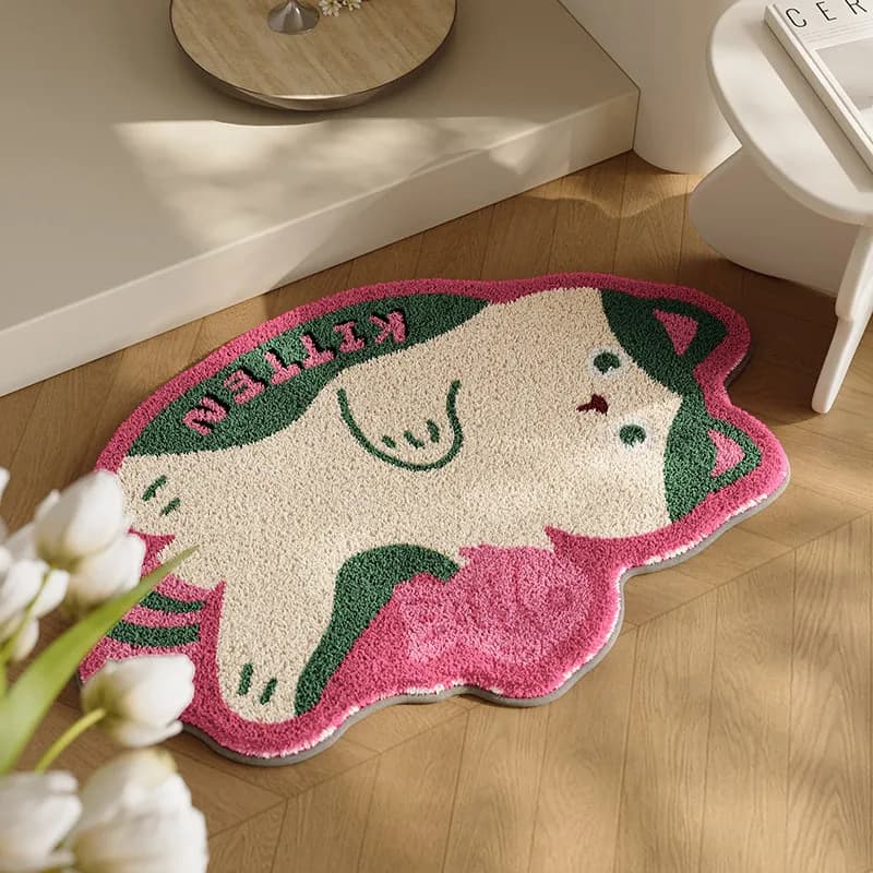 Tappetino da Bagno VIKAMA a Forma di Gatto, Antiscivolo, Spesso e Assorbente per l'Inverno
