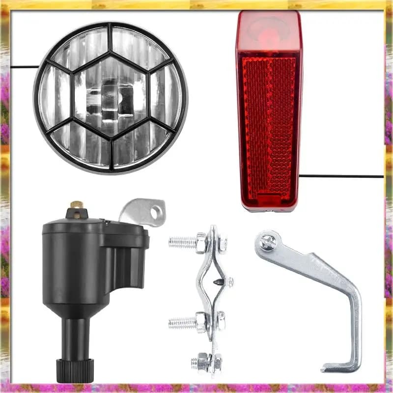 Budget-Friendly Bike Light Bicycle Motorized Bike Friction Generator Dynamo Headlight Tail Light Kit 6V 3W Bike Accessories