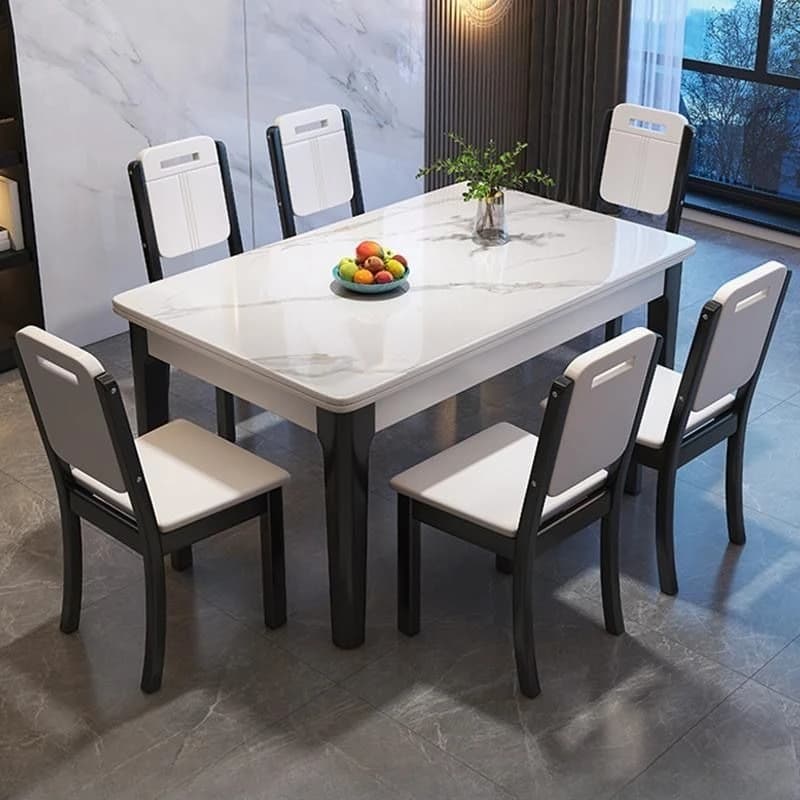 Tavolo da pranzo rettangolare di lusso Soggiorno in marmo Cucina nordica Tavolo da pranzo per la casa Gambe moderne Mesas De Comedor Set di mobili da giardino