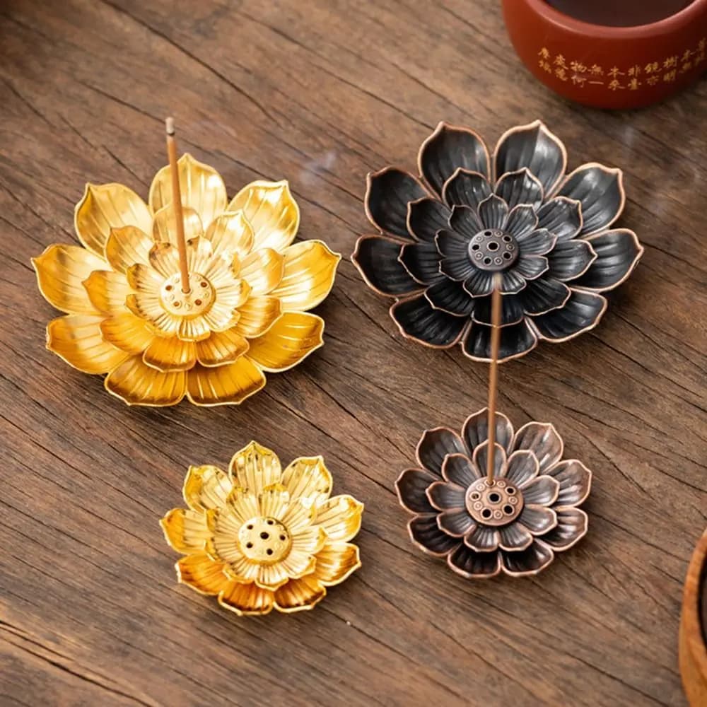Lotus Design Incense Burner 2/3 Layer 6 Holes Lotus Aromatherapy Stand Detachable Ash Catcher Vintage Incense Stick Holder