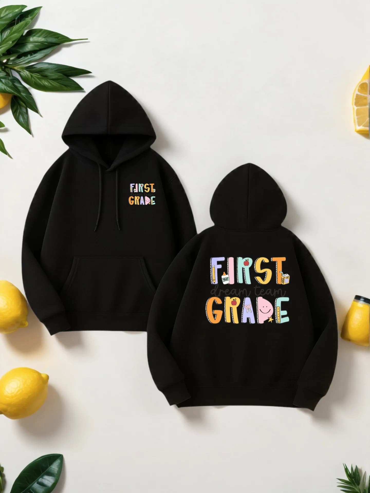Felpa con cappuccio grafica da uomo, stampa di lettere, stile casual, foderata in pile, per giovani uomini, da indossare tutti i giorni