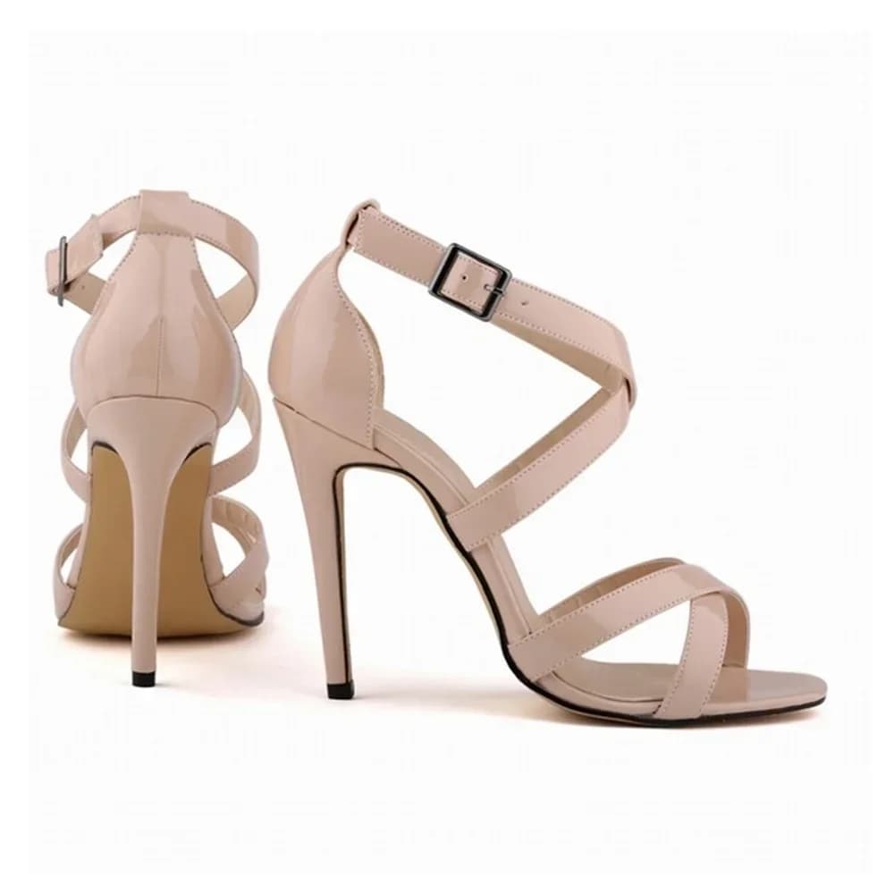 Women Sandals Sexy Pumps Ankle Strap High Heels Fashion Thin Heel Dress Summer Cross Strap Stilettos Party Red Wedding Shoes