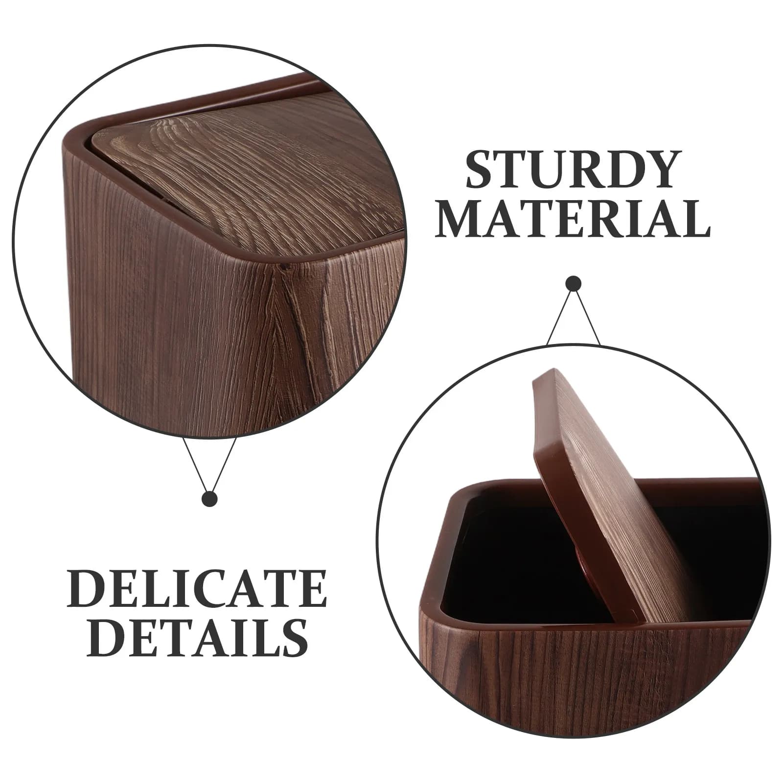Cestino per Rifiuti Effetto Legno da 8,5L con Coperchio, Elegante in Materiale PP, Chiusura Silenziosa, per Camera da Letto, Bagno, Soggiorno, Ufficio, Casa di Campagna