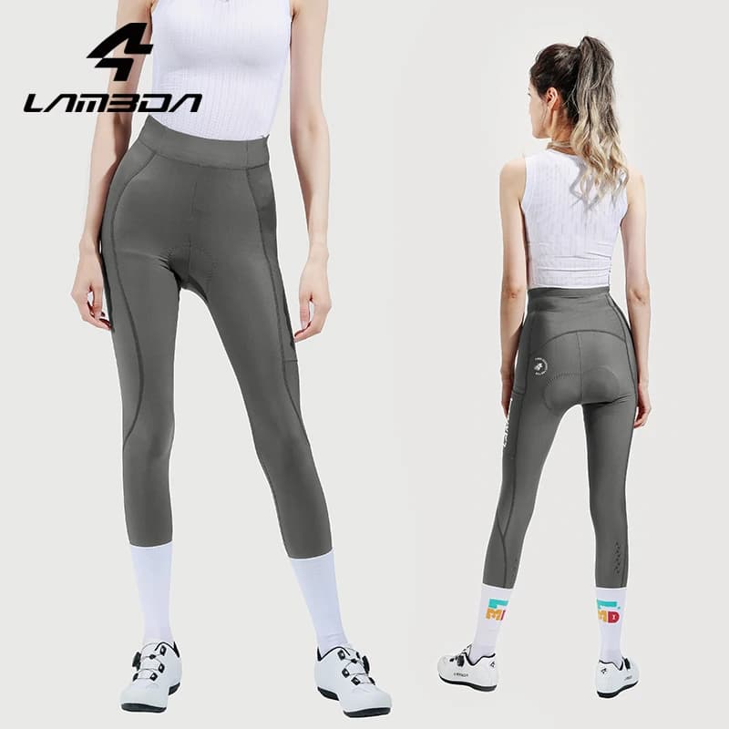 Pantaloni da ciclismo da donna LAMEDA pantaloni da ciclismo con protezione solare a doppia freccia EI con tasche pantaloni lunghi da ciclismo all'aperto a vita alta