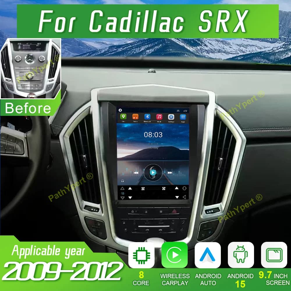 9.7 ''Android15 Per Cadillac SRX 2009 2010 2011 2012 Autoradio Lettore Multimediale Carplay Display di Navigazione GPS 4G + WIFI Bluetooth