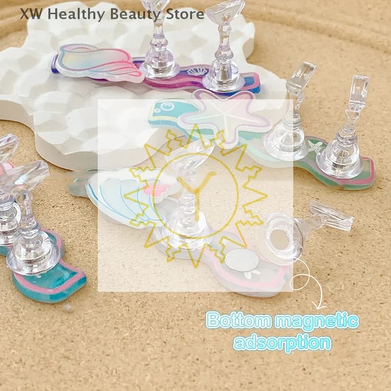 Ocean Cartoon Chess Magnetic Nail Holder Set Practice Display Stand Shell Waves Showing Shelf Gel Polish Display Borad Presenta