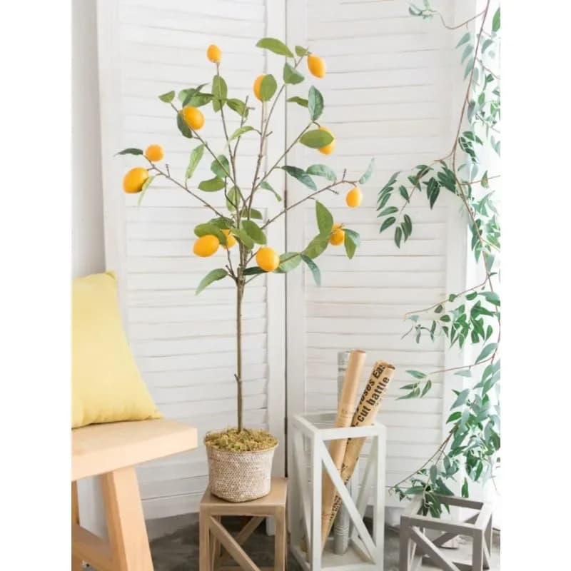 Ultimo Modello di Limone Artificiale Primaverile, Pianta Finta con Frutti e Rami, per Decorazione di Giardino, Cortile, Balcone, Casa e Ufficio