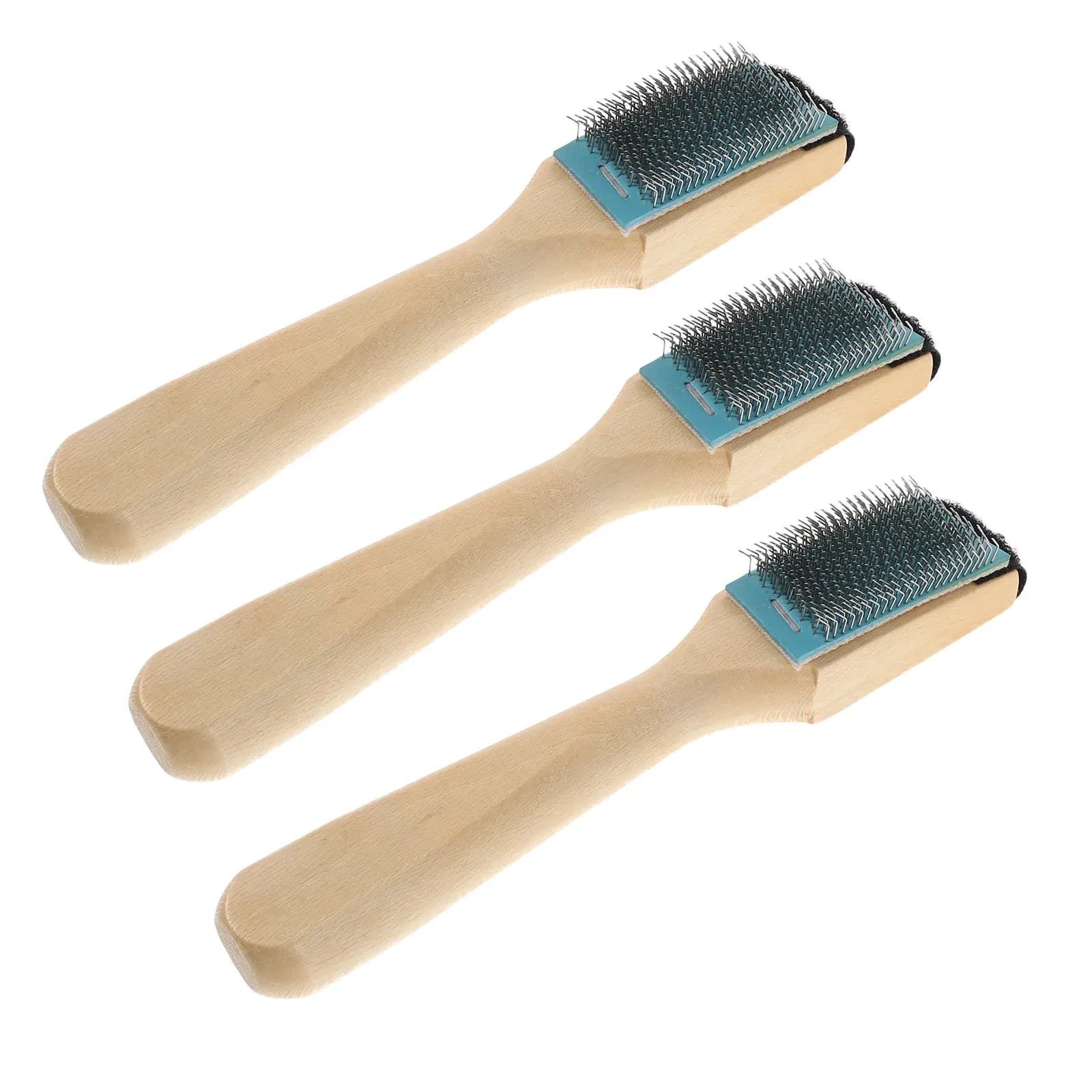 Set di 3 Spazzole per Pulizia Scarpe da Ballo con Manico in Legno e Setole in Acciaio Resistente per Cura di Calzature da Balletto, Ballo da Sala, Latino e Scarpe con Suola in Camoscio