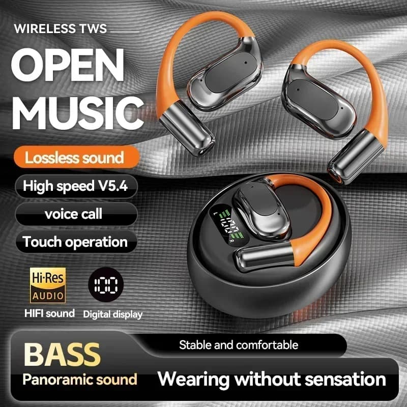 M113 OWS Auricolare Bluetooth con traduzione aperta Auricolare Bluetooth wireless con orecchio sospeso a lunga durata Stile sportivo in alluminio dorato
