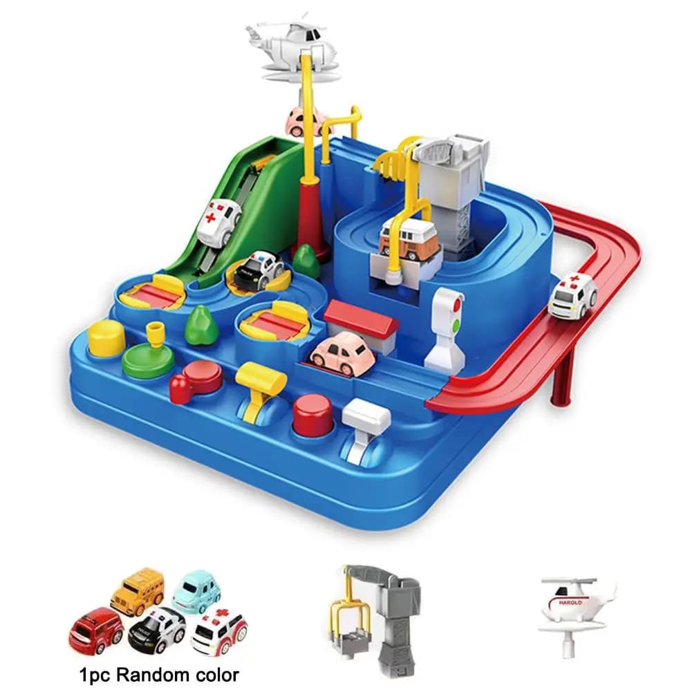 Modello di auto ferroviaria da corsa Giocattoli educativi Pista per bambini Gioco di avventura Cervello Meccanico Interattivo Treno Animali Giocattolo razzo spaziale