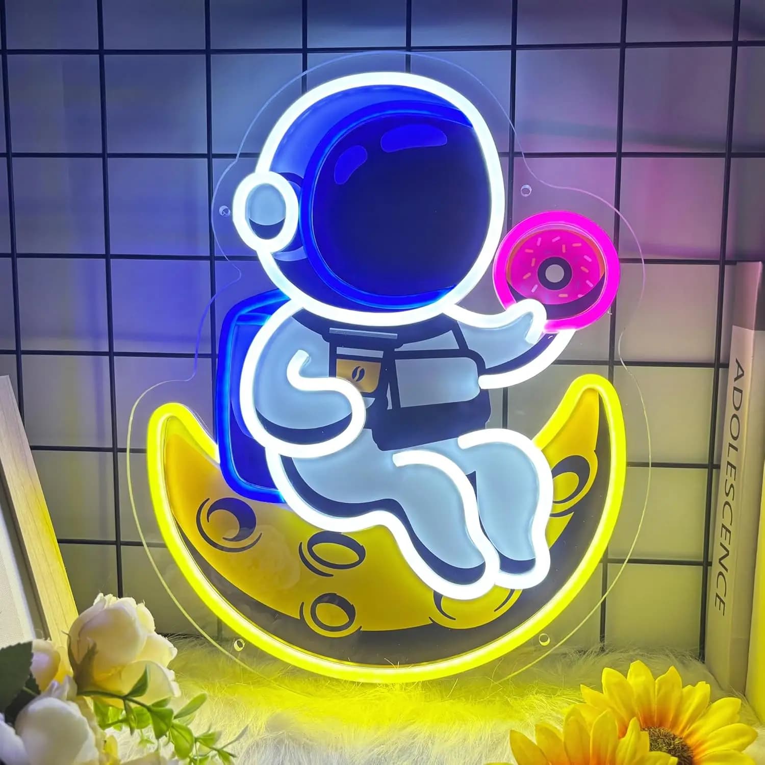Insegna al Neon Astronauta, Luce da Parete Artistica, Luce LED USB a Forma di Astronauta per Caffè, Sala Giochi, Bar, Garage, Decorazioni per Camera da Letto, Regalo