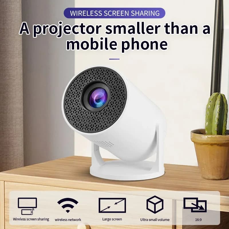 Mini Proiettore LED Portatile per Casa, TV ad Alta Definizione, Proiezione Wireless e Cablata da Telefono Cellulare, 480*360P
