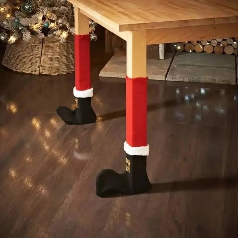 4 pezzi antiscivolo copri gambe per sedie da tavolo natalizi copri stivali di Babbo Natale decorazioni di buon Natale cuscino per gambe per mobili felice anno nuovo