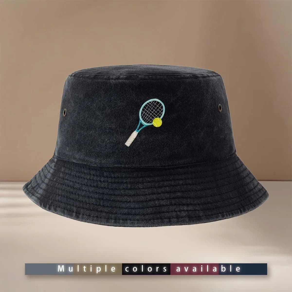Tennis Racket and Ball Pattern Printed Bucket Hat, Comfortable Fishing Hat, Lightweight Trucker Bucket Hat for Men and Women, Hi