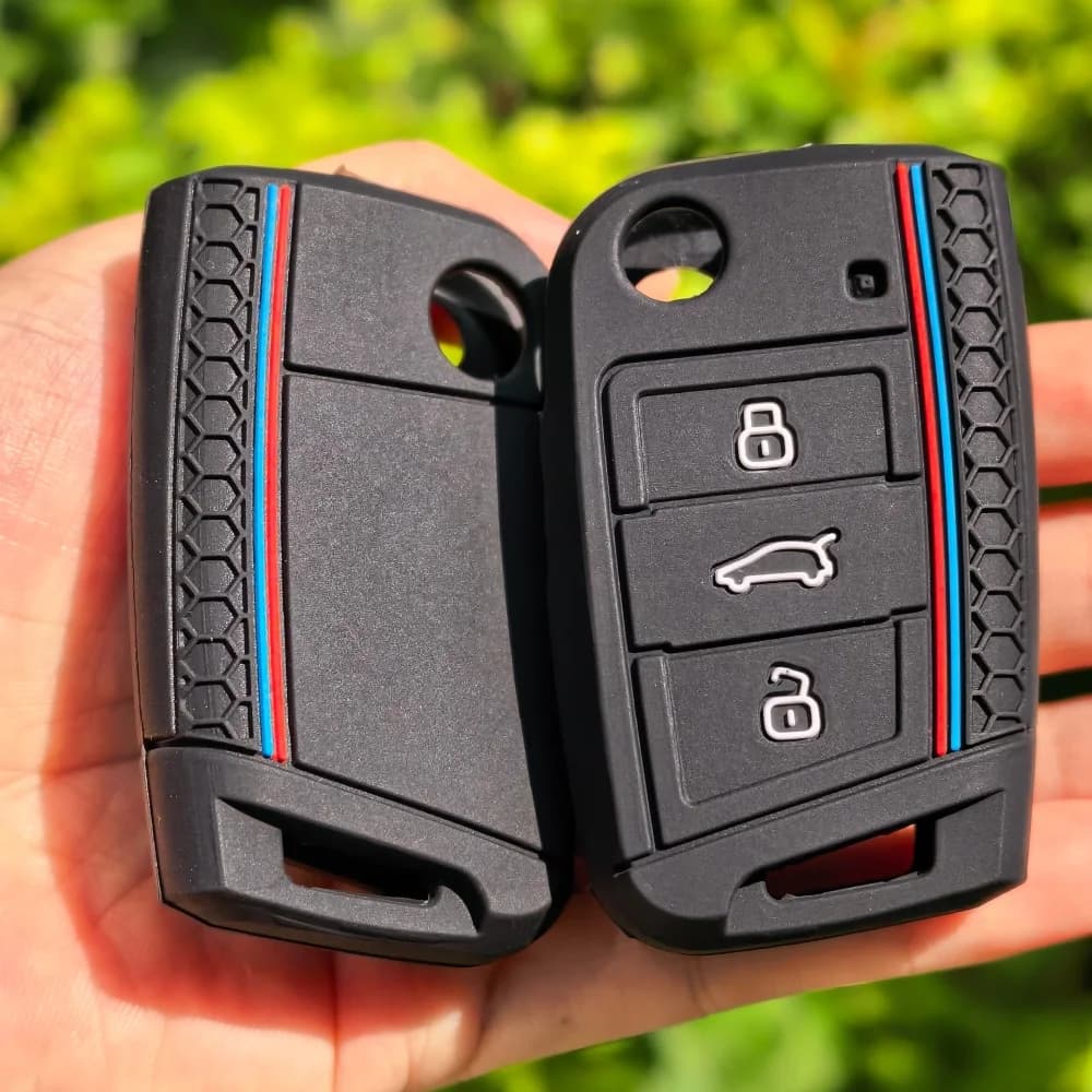 Cover in Silicone per Chiavi Auto Compatibile con VW Golf 7 Mk3 Lion Polo T-cross, Custodia Pieghevole per Seat Toledo IV Ateca, per Skoda A7 Rapid 2021