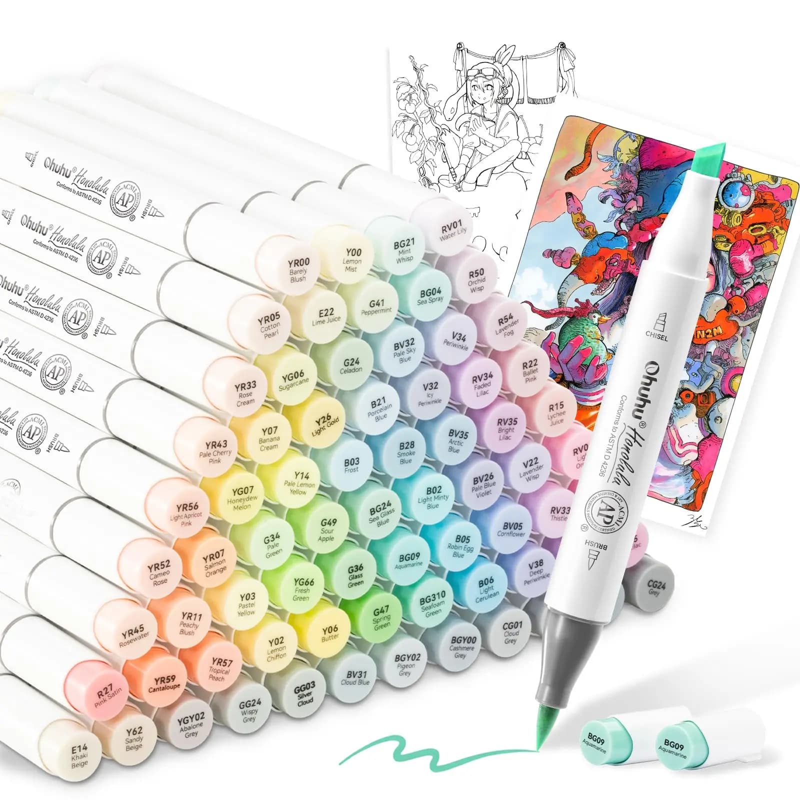Brush Marker 96 Light Professional Includes 1 Blender Series Pens Shades Pastel Bold Point Pen
