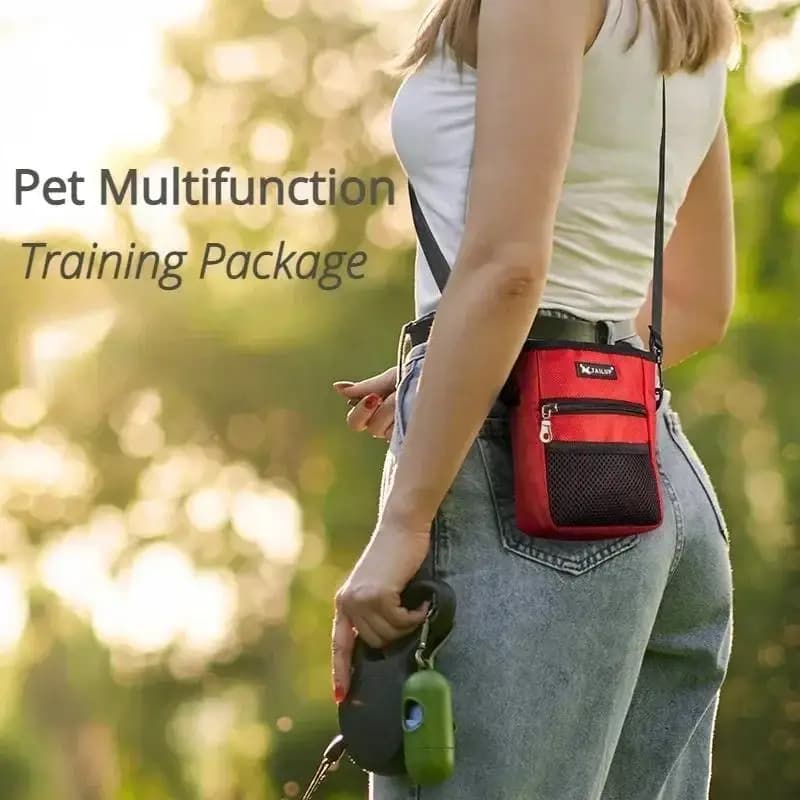 Borsa Porta Snack per Addestramento Cani, Marsupio Pieghevole Portatile per Alimenti all'Aperto, Porta Premietti Regolabile per Passeggiate