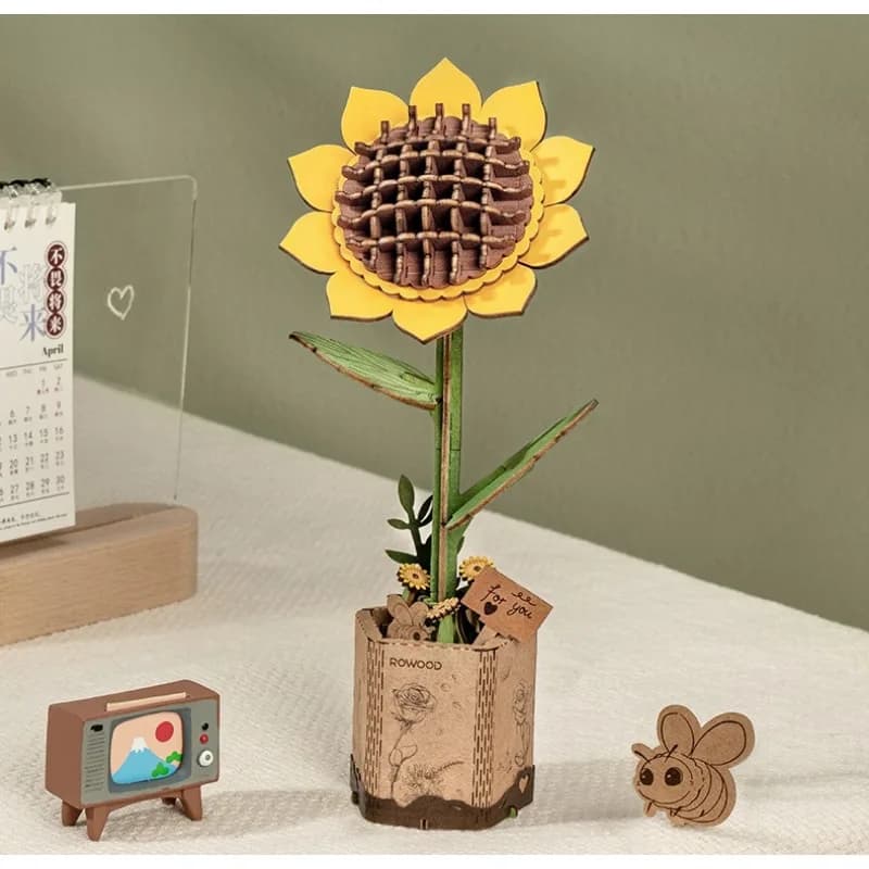 Building Block Potted Flower Model DIY Assembly Kit Multiple Floral Styles Desktop Home Tabletop Display Decoration Ornament