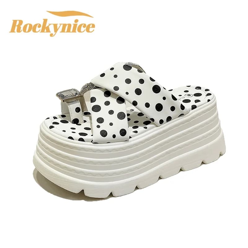 8CM Summer Sandals Wedge Heels Sneakers New 2026 Women Beach Flip Flops High Platform Casual Sandals Breathable Walking Slippers