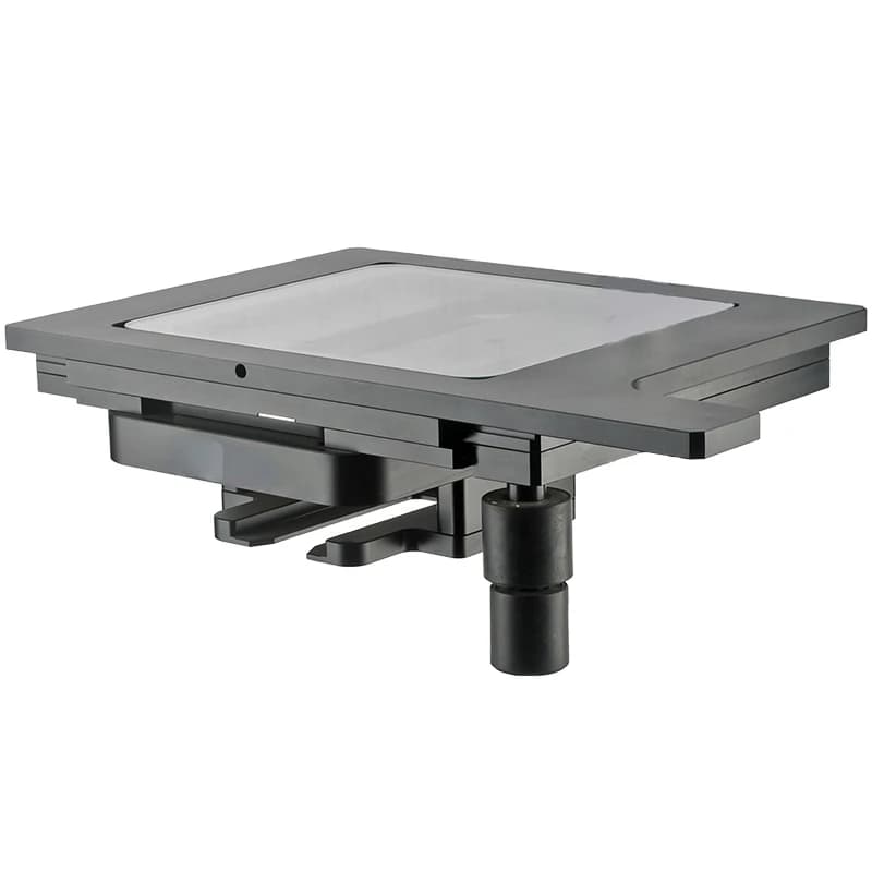 Piattaforma di lavoro per microscopio da 6 pollici con movimento XY, area di movimento 120mm * 90mm, dimensione di installazione su colonna 32mm