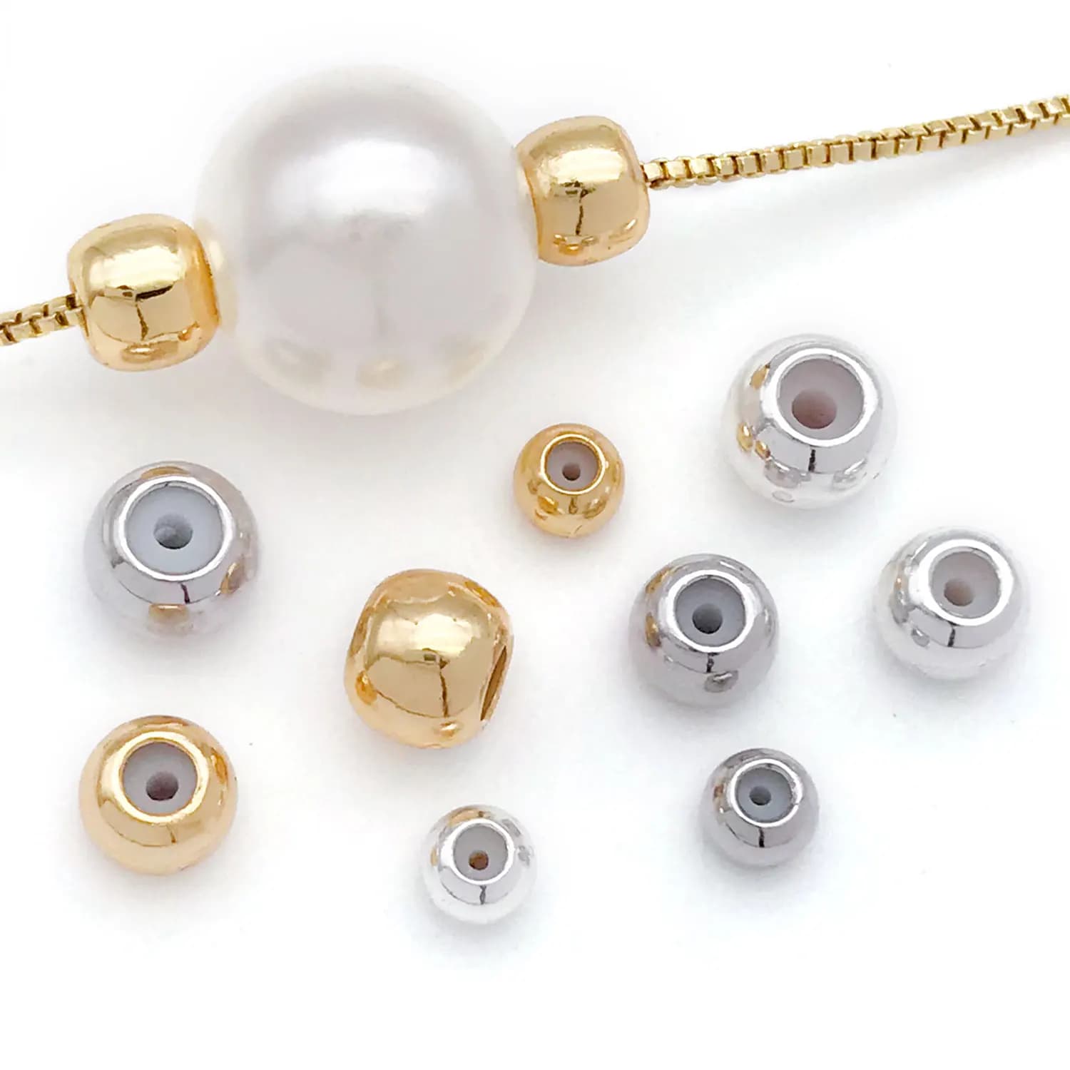 10 pieces 3/4/5mm 18K real gold plated brass positioning beads, silicone beads for DIY bracelet necklace jewelry creation accessories