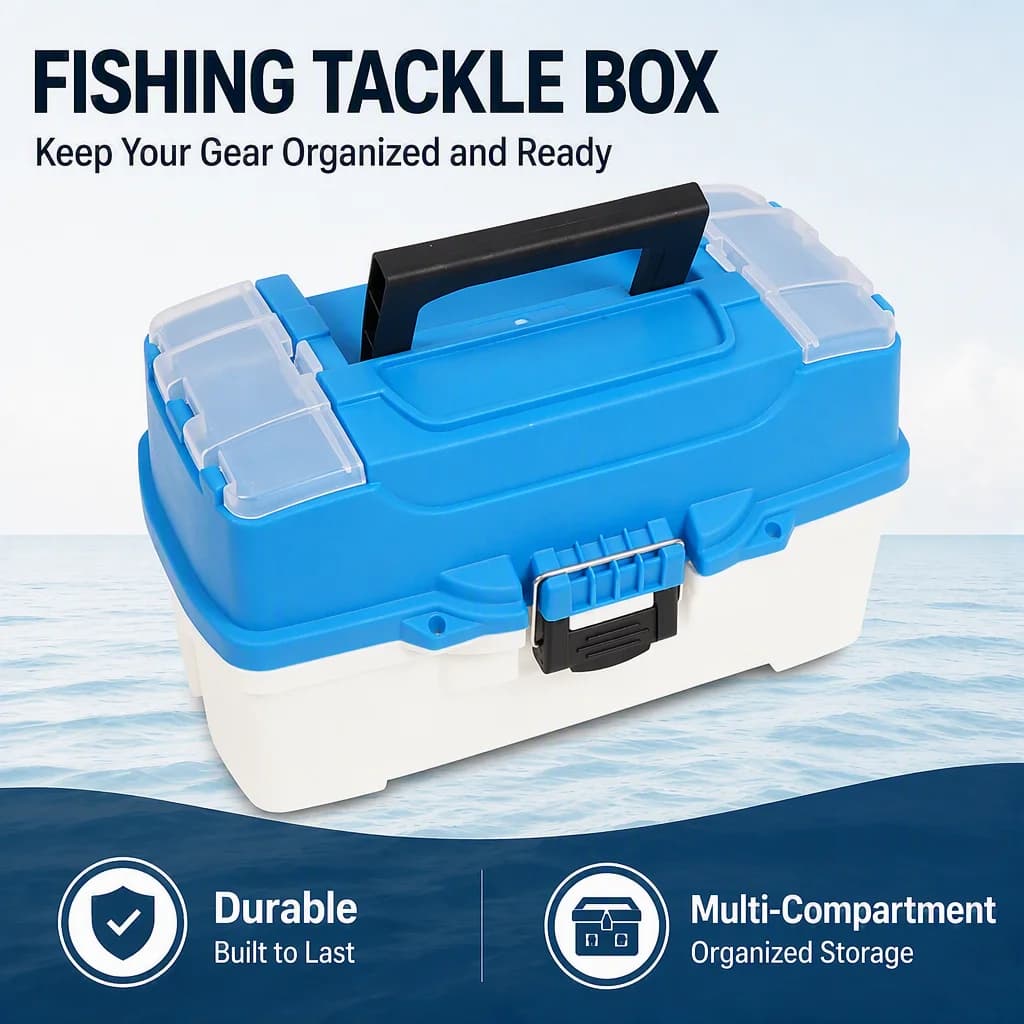 Multi-Compartment Fishing Tackle Storage Box with Transparent Top Small Grid, Portable Fishing Gear Organizer for Anglers
