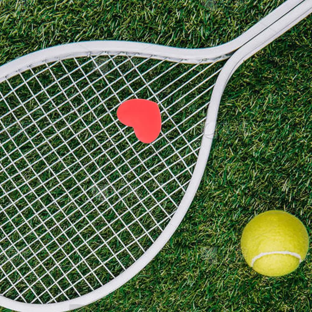 4 Antivibrating Pieces for Silicone Tennis Racks with Heart Design, Fatigue Reduction, Decorative and Elegant