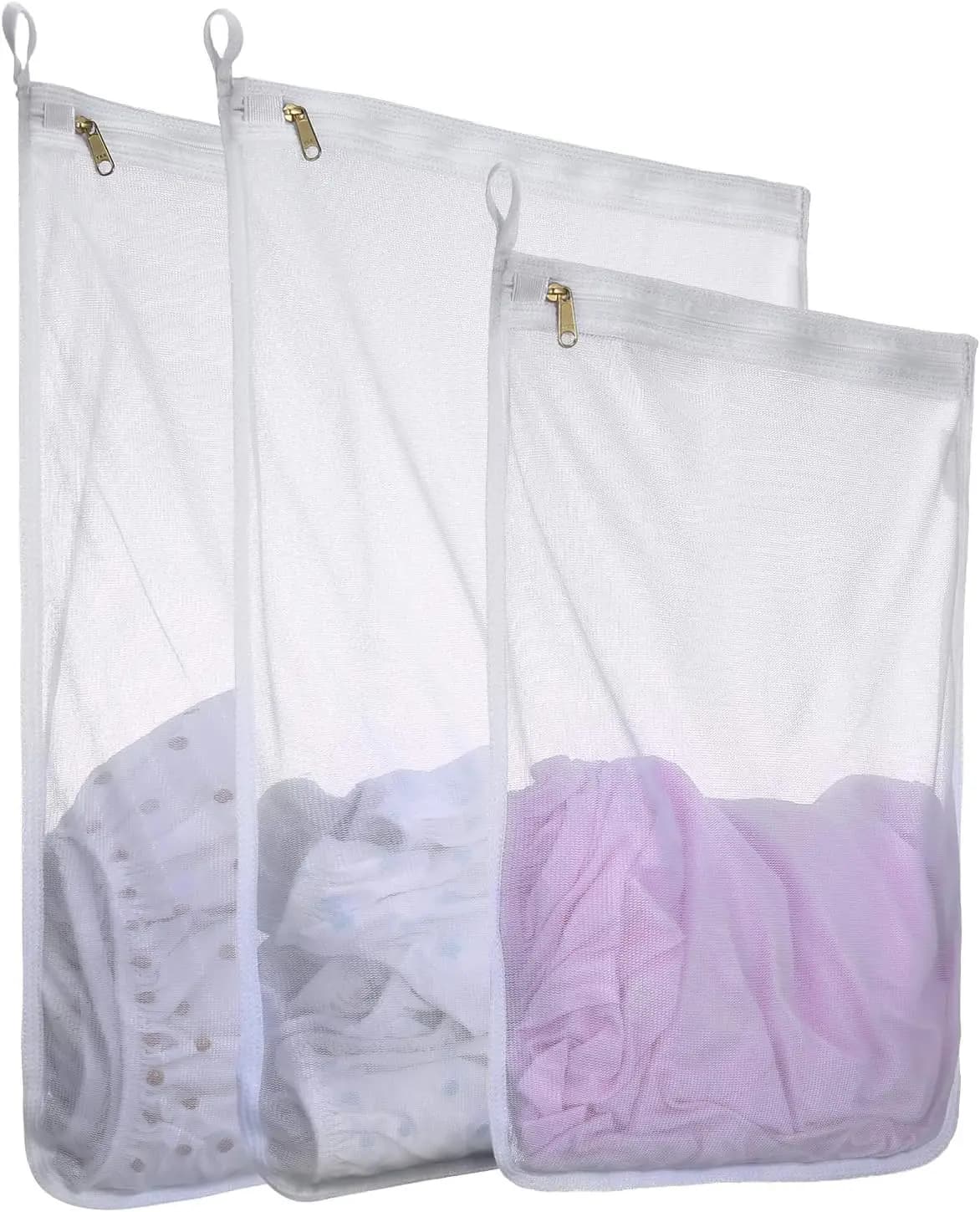 3-Pack Fine Mesh Laundry Bags for Delicates, Reusable Wash Bags with Sturdy Zippers, Protect Lingerie, Bras, Socks, Travel Organizer