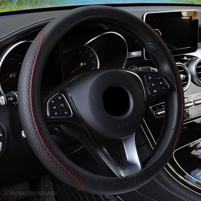 Coprivolante universale per Auto coprivolante automatico antiscivolo in pelle goffrata antiscivolo accessori per Auto per lo styling dell'auto