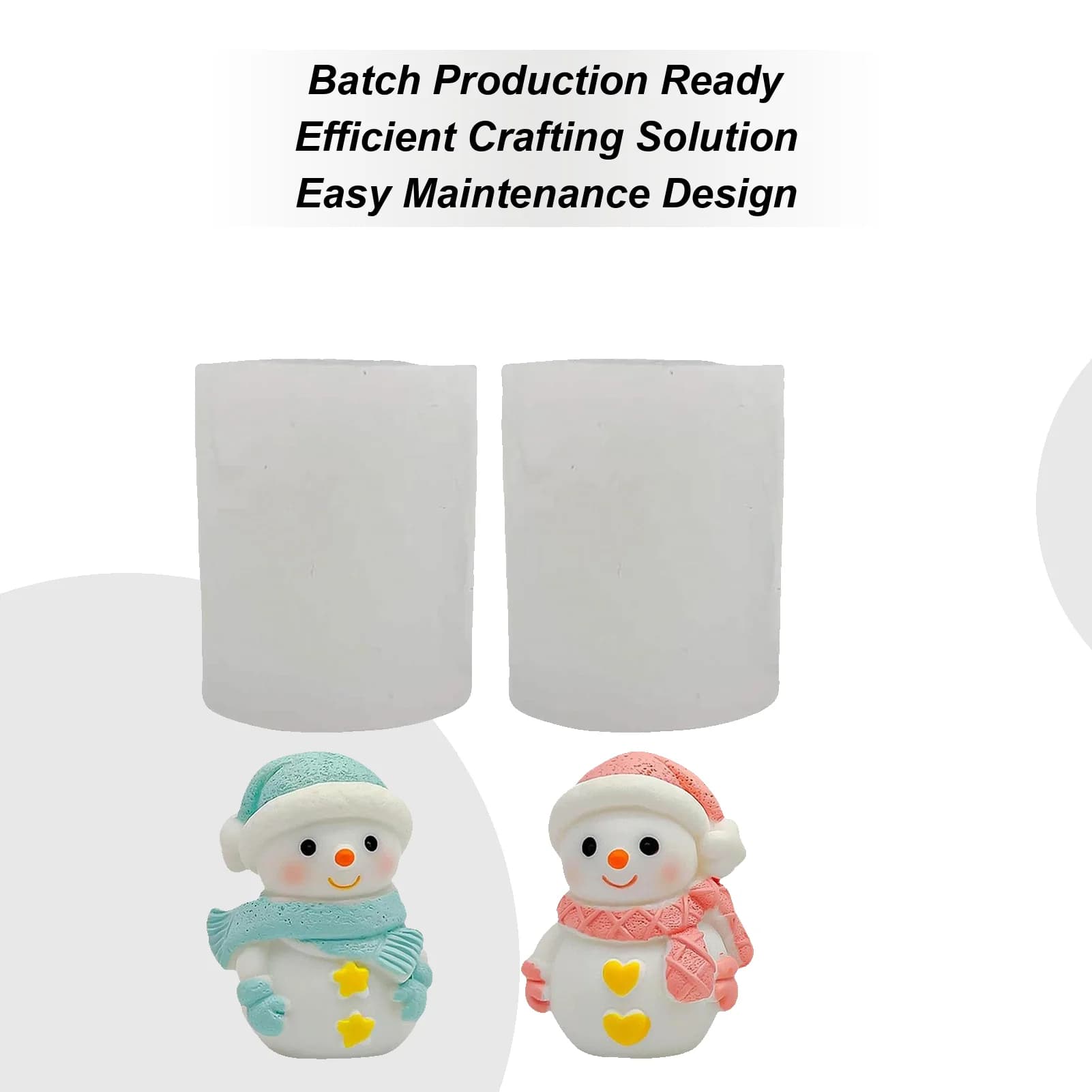 Mini stampi in silicone per pupazzo di neve di Natale con design a cuore e sciarpa, stampi in silicone per candele con pupazzo di neve della serie natalizia, squisiti