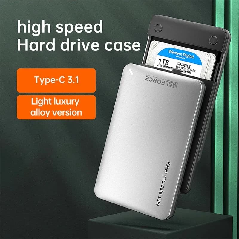 Custodia per disco rigido da 2'5 Custodia per SSD e HDD in lega di alluminio a USB 3.0 Custodia esterna SATA portatile Per laptop Telefono PC MAC