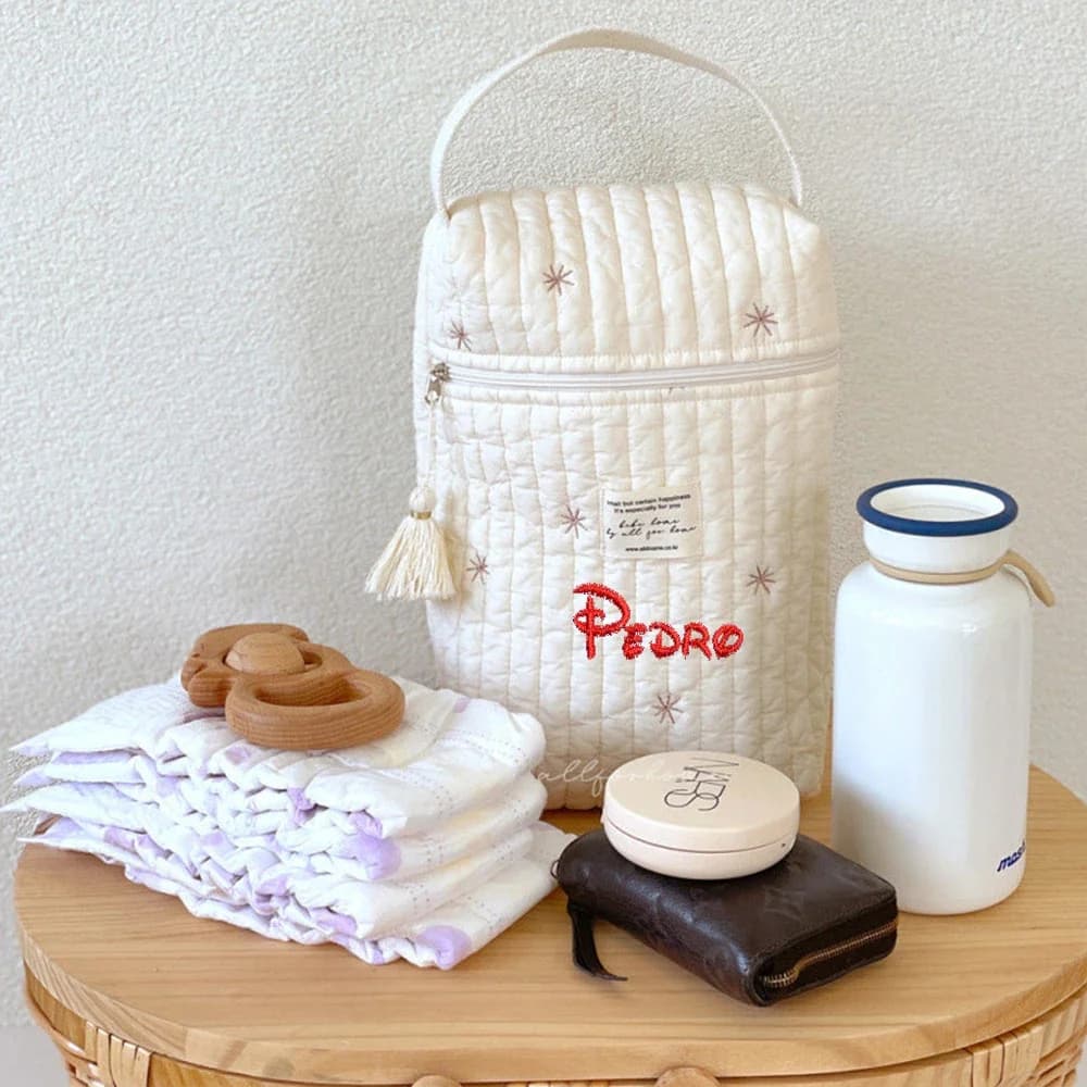 Borsa per pannolini personalizzata Borsa per pannolini per passeggino portatile Nome ricamato personalizzato Borse per mamma Accessori per neonati Borsa per riporre regali